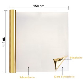 NANAPLUMS Plotter Film Textile - PU Flex Film Plotter Textile, Used in Textiles Transfer Film for Iron-On DIY T-Shirt, Fabrics (Metallic Gold)