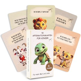 Wisooni Affirmation Cards for Children - 52 Motivational Cards with Encouraging Messages & Practical Tips - Colourful Affirmation Cards for Children to Strengthen Self-Confidence