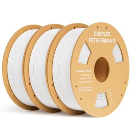 DEEPLEE PETG 3D Printer Filament 1.75mm 3KG, Dimensional Accuracy +/- 0.02 mm, High Toughness & Impact Resistance PETG Filament Fits FDM 3D Printers, White