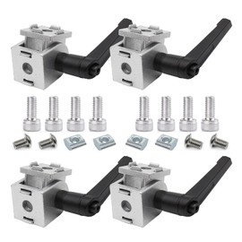 BLCCLOY 4 Sets Black 2020 Aluminum Extrusion Pivot Hinge Swivel Degree Angle Bracket with Handle for 20 Series 20/20 2040 V T Slot Extruded Aluminum Profile Hardware Connector