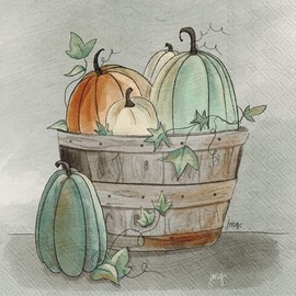 IHR Ideal Home Range Cocktail Napkins Disposable 3-Ply Paper Party Napkin Pack, 5" x 5", Blue Autumn Basket, 20-Count