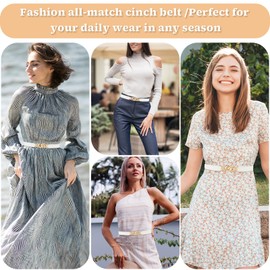 GEEHUA Women Elastic Skinny Belt, Stretchy Thin Belt Invisible Stretch Belts Ladies Waist Belt Waistband for Dress Jeans(White)