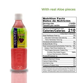 Aloevine Aloe Vera Drink (Grape, 16.9 oz 20 Pack)