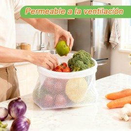 24 PCS Bolsa de Malla Reutilizable para Almacenar Frutas, Bolsa de Malla Lavable para Frutas y Verduras, Bolsa de Malla Ecológica Ideal para Guardar Frutas, Verduras, Juguetes y la Compras (C-24)