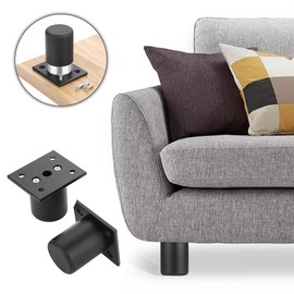 BTSKY 4Pcs 2 Inch Adjustable Replacement Furniture Legs Feets, Aluminum Alloy Cabinet Legs Extenders Heavy Duty Furniture Risers Lifters for Table Sofa Chair Desk,Black