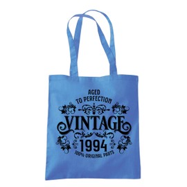 Dead Set Studio 30th Birthday Gifts For Women, Vintage 1994 30th Birthday Tote Bag, 30th Gift For Her, Cotton Fabric Shoulder Reusable Shopper Bag, 30th Anniversary Present CORNFLOWER BLUE