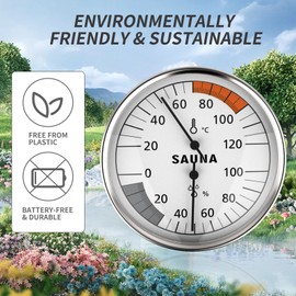 SPOROLWE Sauna Thermometer 2 in 1 Celsius Thermometer Hygrometer for Sauna Room, Indoor Humidity Temperature Monitor, Sauna Accessories for Infrared Steam Saunas（°C）