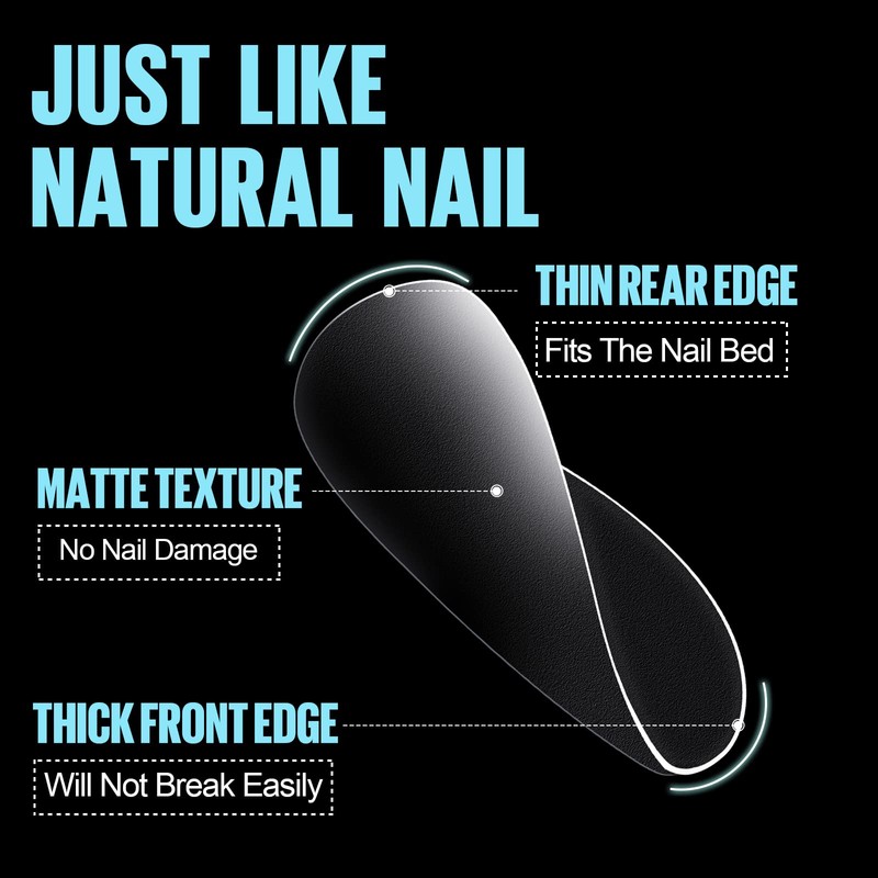 TOMICCA Nail Tips, 360 Pieces, Full Cover Soft Gel Tips,