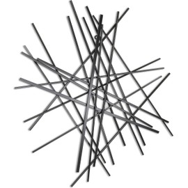 Cheung's Avalon Abstract Metal Wall Art - Handcrafted Modern 35" Black Sculpture for Living Room