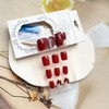 24 Pcs Short Press on Nails Square Red Glitter Fake