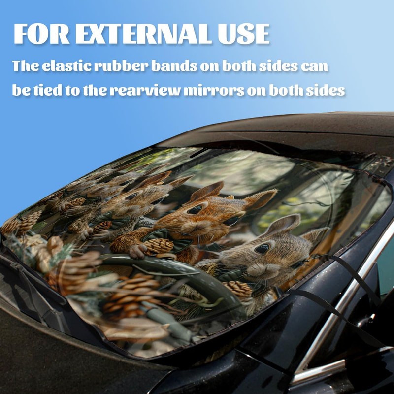 Funny Squirrel Pine Cones Novelty Car Windshield Sun Shade Blocks