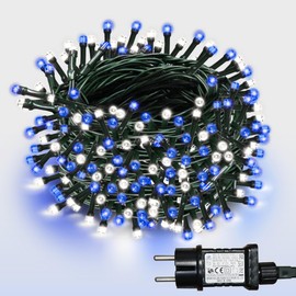 WISD Light Chain Two Colours Lighting for Indoor and Outdoor Use with EU Plug from 31V Transformer to Dark Green Cable for Christmas Garden Home Wedding Decoration