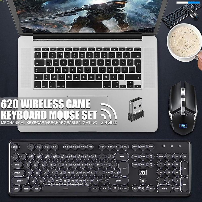 Charging Keyboard Mouse, Backlit Gaming Mice and Keyboard Combo Wireless