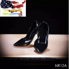 zy toys 1/6 scale shoes for 12" Female Figure black high heeled shoes PHICEN USA