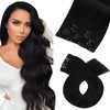 Moresoo Black Human Hair Clip in Extensions Black Clip in