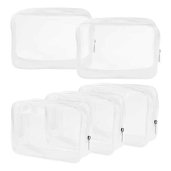 Wobe 5 Packs Clear Cosmetics Bag TSA Approved, PVC Zippered
