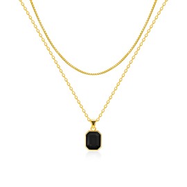 Lourny Gold Layered Crystal Necklace for Women, 18K Gold Plated Choker Emerald Green Dainty Chain Trendy Statement Necklace Jewelry for Women Gifts