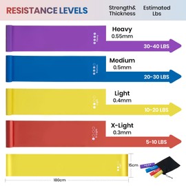 Good Nite Resistance Bands Set Exercise Bands 4 Levels of Resistance Bands Set with Carrying Bag for Fitness Strength Training Pilates Yoga Gym