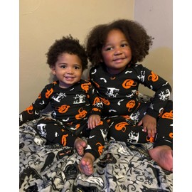 Owlivia 100% Organic Cotton Baby Long Sleeve Pajama Sets, Toddler Boy Girl 2-Piece Sleepwear (3-4T, Pumpkin Bats)