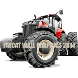 Busa Big Red Farm Tractor Wall Decal Graphic Vinyl Childrens Removable Reusable Kids Room Man Cave Garage Den Art Sticker Decor