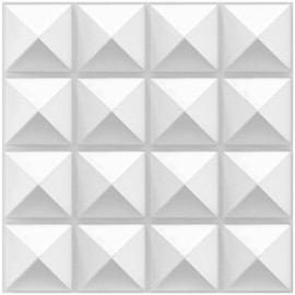 TroyStudio Acoustic Sound Diffuser Panels, 12 X 12 X 1 inches 16 Pcs PVC Plastic Wall Panel, Recording Studio Acoustical Treatments Diffusion panel, 3d Art Decorative Ceiling Tiles (Pyramid, White)
