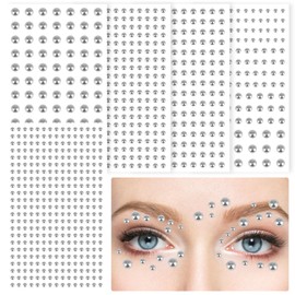 FEMBW Glitzersteine Selbstklebend, 3/4/5/6mm Selbstklebend Strasssteine und Klebeperlen, Halbperlen Glitzer Basteln für Gesicht Nagel Haare(Silber)