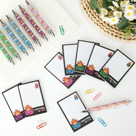 Dumpster On Fire Desk Accessories - 8 PCS Cute Sticky Notes + 8PCS Ballpoint Pens, It's Fine I'm Fine Everything is Fine,Memo Notes Funny Office Gifts for Women Men Coworkers