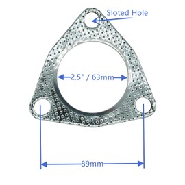 SHINTONES 5 PCS 2.5 inch 3-Bolt Exhaust Flange Gasket Turbo/Manifold/Header Down/Dump Pipe Flange, High Temperature Graphite for Headers, Catback, Axleback, MLSG High Temp Exhaust Gasket