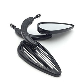 SMT-Black Rear View Left&Right Black Grooved Mirrors Compatible With Harley Davidson 1982-later all models Softail Dyna Touring Sportster [B07FMCC3LN]