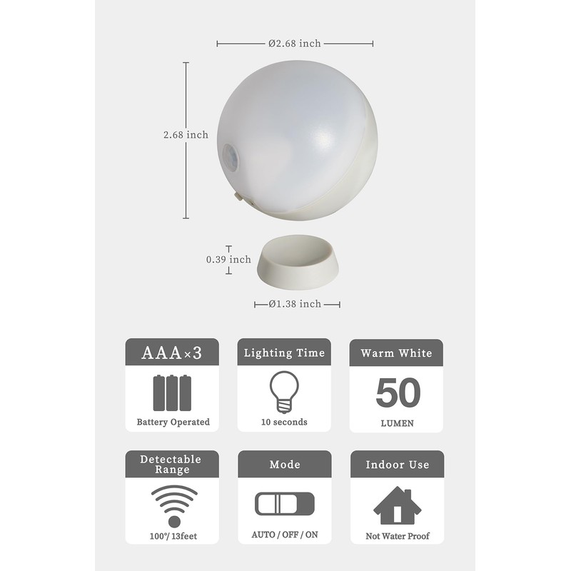 Musashi Night Light Motion Sensor Indoor Portable Light Battery Powered