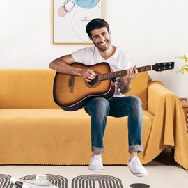 VanderHOME Non-Slip Sofa Cover Home Decoration Solid Colour Sofa Blanket Four Seasons Universal Sofa Cover Elastic Stretchy Sofa Protective Cover Living Room Pet 180 x 90 cm Yellow