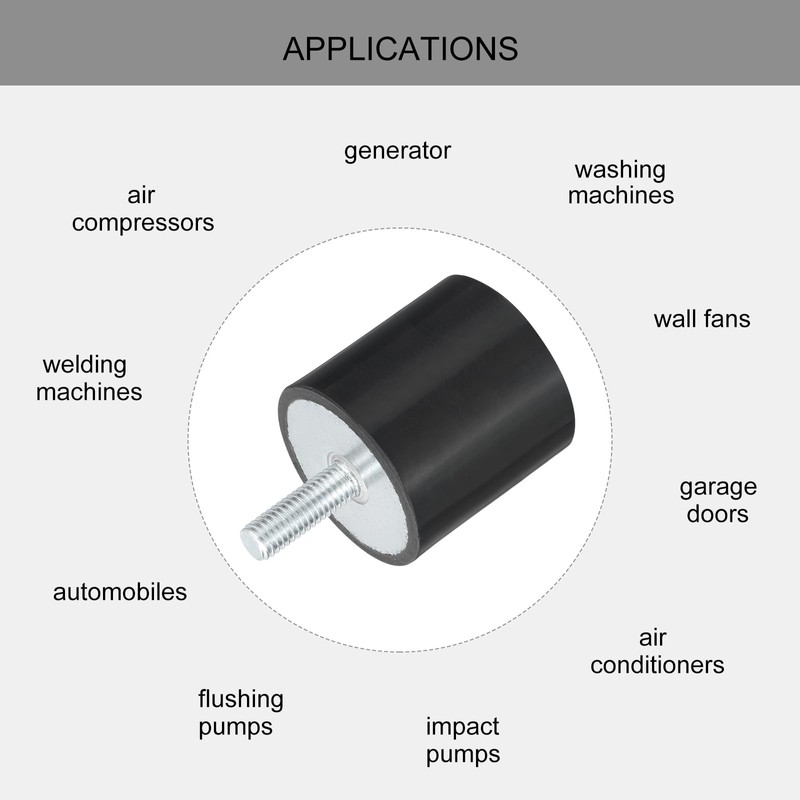 sourcing map M8 Thread Rubber Mounts, Vibration Isolators, Cylindrical Shock