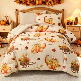 Cottolester Twin Size Comforter Thanksgiving Comforters for Boys&Girls