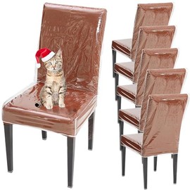 AYNINENG Plastic Dining Chair Protector, Chair Covers with Backrests, Clear PVC Waterproof Seat Cover, Keep Your Dinning Chair Away from Dust/Stains/Cat Dog Hair/Scratches (6)
