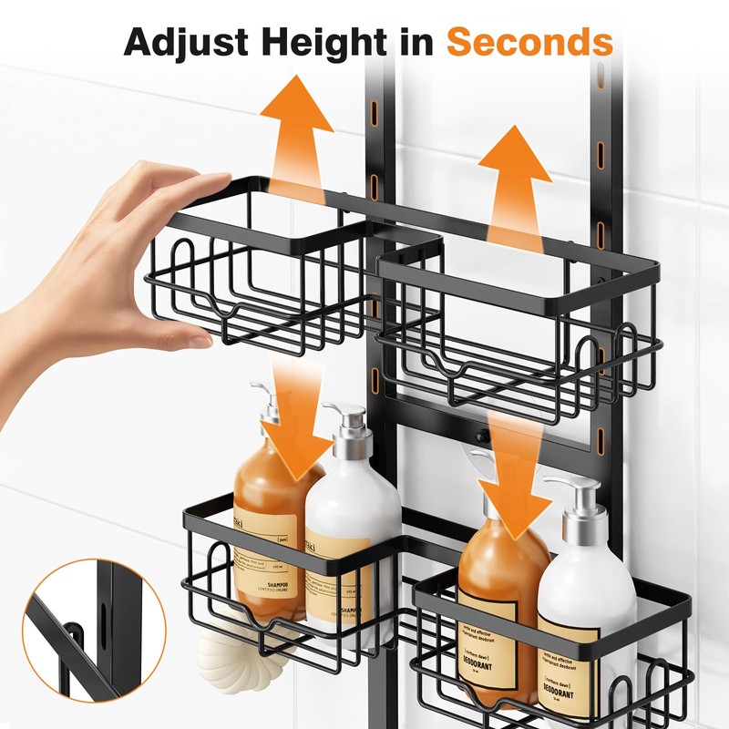Vatex Shower Caddy Hanging Organizer, 3 Tier Adjustable Bathroom Shelves,