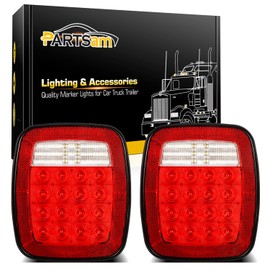 Partsam Pair 38 LED Universal Tail Brake Turn Stop License Back up Reverse Lights Rear Combination for Wrangler YJ TJ CJ Truck Trailer Boat RV,12V Stud Mounted Lamps Waterproof,Pack of 2