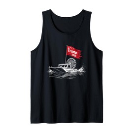 Airboat Captain Trump Supporter Flag Swamp Boat Patriotic Tank Top