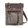 CHALA GEMINI Crossbody PU Leather Messenger Bag Grey - Feather