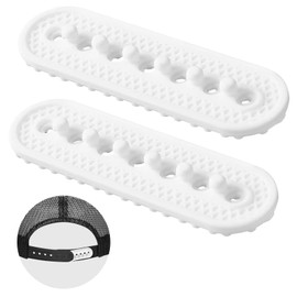 Tedux 2 Pack Hat Extender Snapback, Half - Size Snapback Extender with 7 Holes,Hat Snap Replacement for All Types of Caps with Clasps, White