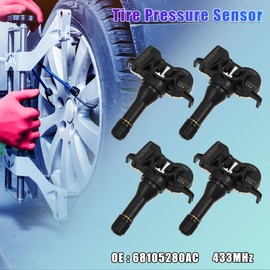 X AUTOHAUX 4pcs 68105280AC 68105280AD Tire Pressure Monitoring System Sensor 433MHz for Jeep Renegade Latitude Limited Sport Trailhawk 1.4L L4 - Gas 2.4L