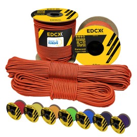 EdcX 3 mm Nylon Paracord 425 (15, 30, 50 and 100m) – 3 mm Type II, 100% Nylon Rope, 3 Strand Rope, 3 mm Nylon Rope in Many Colors (Sofit Orange, 15 m)