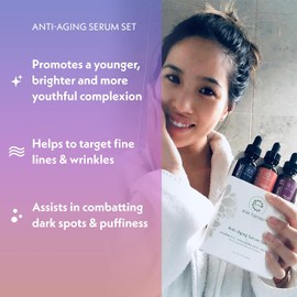 Anti Aging Skin Care Set by Eve Hansen - Best Natural Anti Wrinkle Serum Set, Dark Spot Corrector, Reduce Hyperpigmentation, Acne Scars, Age Spots - Hyaluronic, Retinol, Vit C Serums - 3 X 1 Ounce