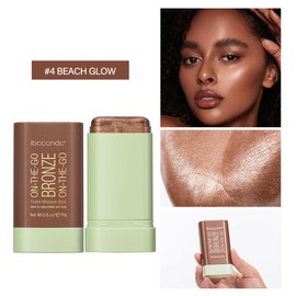 GECOMO On-The-Go Soft Creamy Highlighter Blush Bronzer Makeup Stick,Blendable Natural Glow Makeup Cream Blush Highligh 0.6 Oz - 04 BEACH GLOW