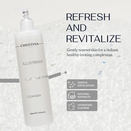 -CHRISTINA- Limpiador Facial Refrescante Illustrious Aha Limpiador Facial Suave Con Ácido Glicólico Infusionado Con Hamamelis Para Un Tono De Piel Uniforme Y Radiante Para Todo Tipo De Piel 300
