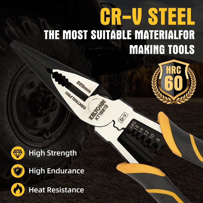 Fancytool Multi-Function Needle Nose Pliers with Cutting, Stripping, Crimping and