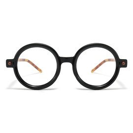Gleyemor Retro Round Blue Light Glasses for Men Women 90s Vintage Costume Cosplay Glasses (Black & Tortoise)