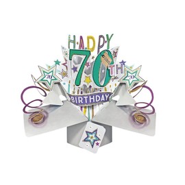 Happy 70th Birthday Pop-Up Greeting Card Original Second Nature 3D Pop Up Cards