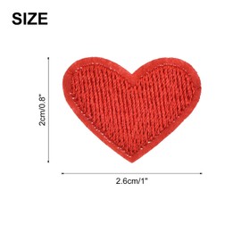 MECCANIXITY Solid Bright Red Small Heart Patch Appliques Embroidered Patches Garment DIY Embellishments 2.6x2cm/1x0.8 Inch for Vest Clothes Backpacks Hats, DIY Crafts Caps, Pack of 24