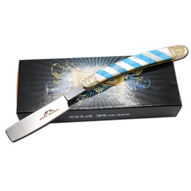 Old Ram Collection Barber Straight Razor Style Manual Folding Knife.. (Blue)