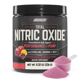 ONNIT Óxido nítrico total, sin cafeína en polvo previo al entrenamiento con raíz de remolacha, L arginina y L malato de citrulina  Aumenta la energía 